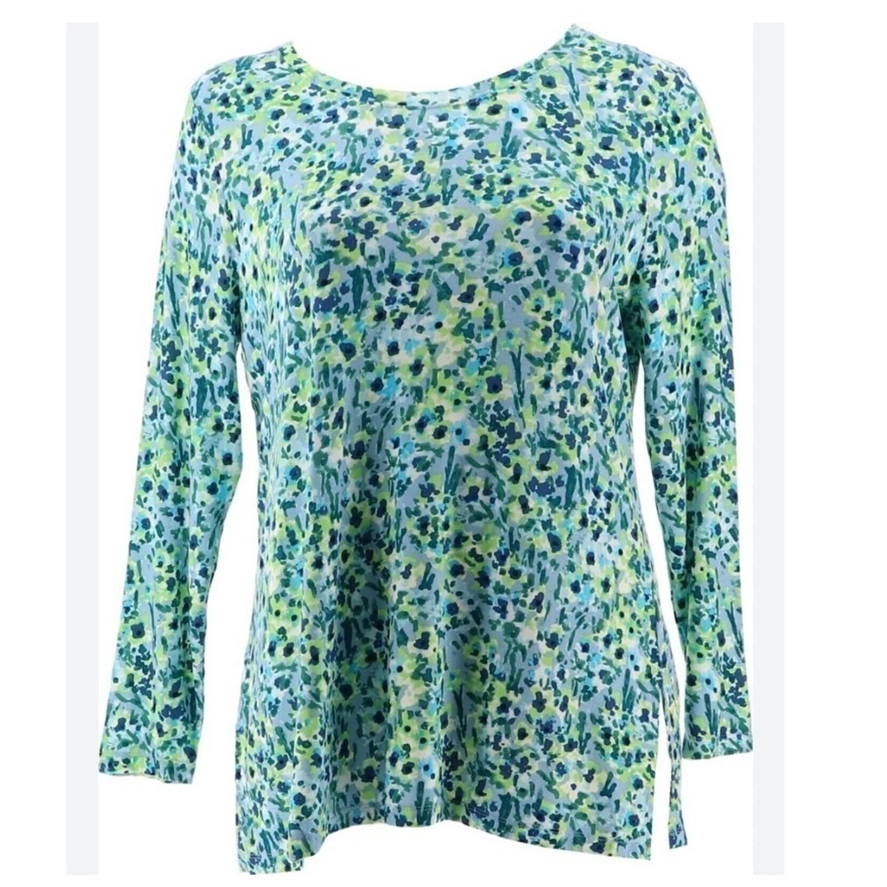 ❤️ 🆕 ISAAC MIZRAHI ELEMENTS Floral Blouse tunic Size M - Picture 2 of 6